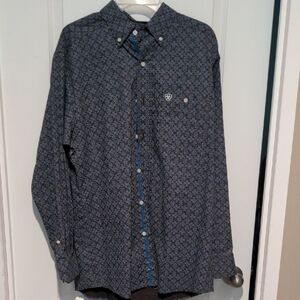 Ariat Men's Geometric Button Down Shirt - Blue and Black